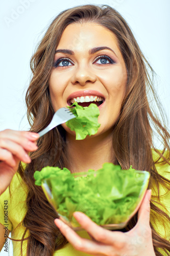 close up face portrait of woman for female healthy diet concept