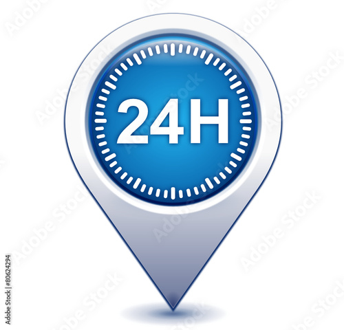 24 heures sur marqueur géolocalisation bleu