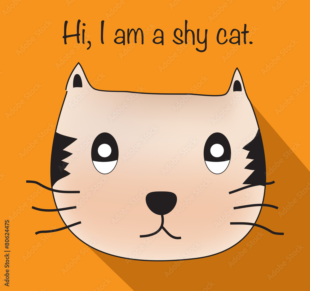cat shy emotion vector, shy cat, cat in orange background Stock Vector |  Adobe Stock