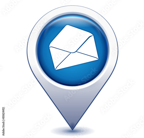 enveloppe sur marqueur géolocalisation bleu