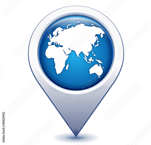 europe asie afrique australie sur marqueur géolocalisation bleu