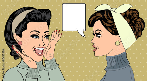 pop art retro women in comics style that gossip