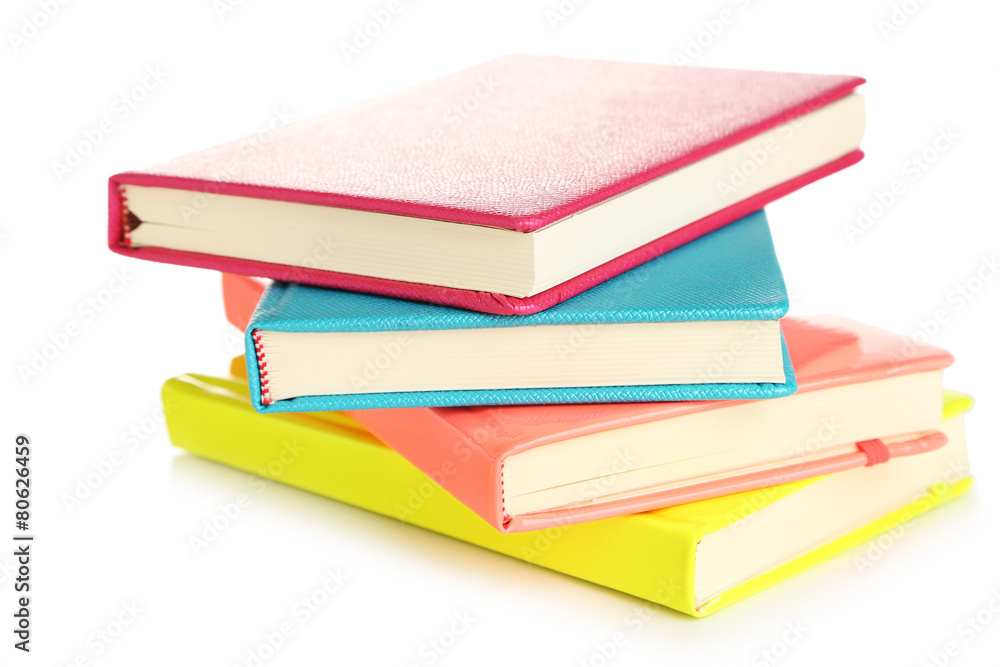 Colorful notebooks, isolated on white Colorful notebooks, isolated on white