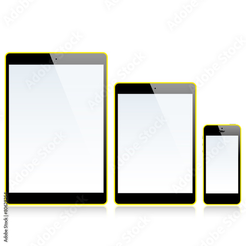 Tablet and Phone in yellow case