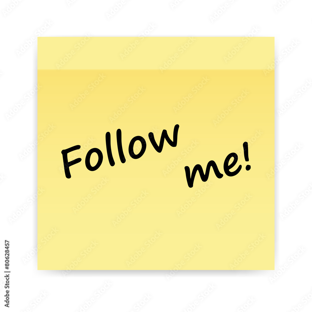 Sticky leaf with an inscription follow me yellow with shadow vec Sticky leaf with an inscription follow me yellow with shadow vec