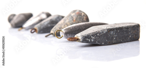 Fishing sinker or knoch over white background photo