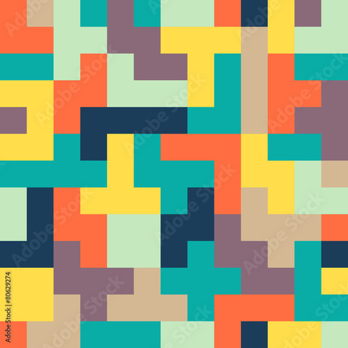 Seamless colorful Abstract background made of tetris shapes photo