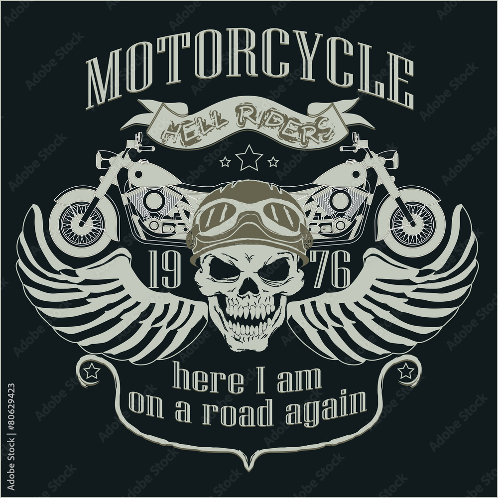 Obraz premium Motorcycle Design Template Logo. Skull rider - vector illustrati