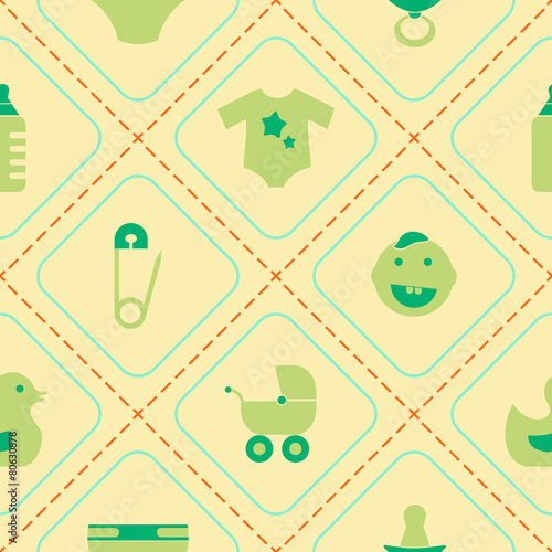 Seamless background with baby stuff