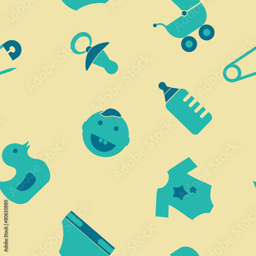 Seamless background with baby stuff
