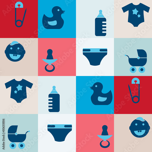 Seamless background with baby stuff