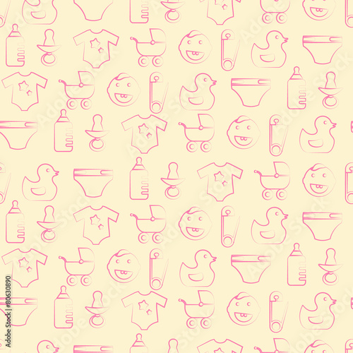 Seamless background with baby stuff