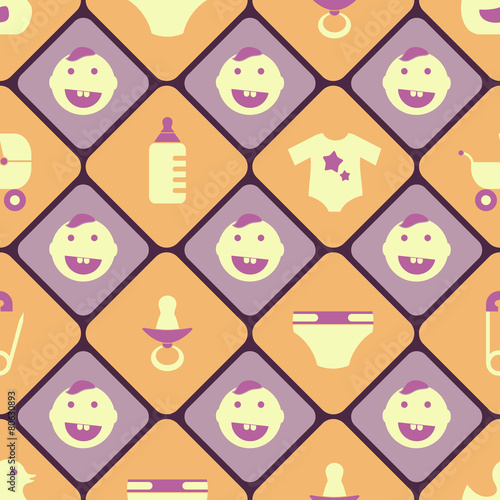 Seamless background with baby stuff
