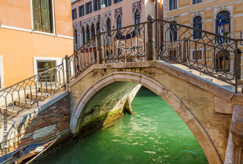 Lovely bridge on the canal of Venice