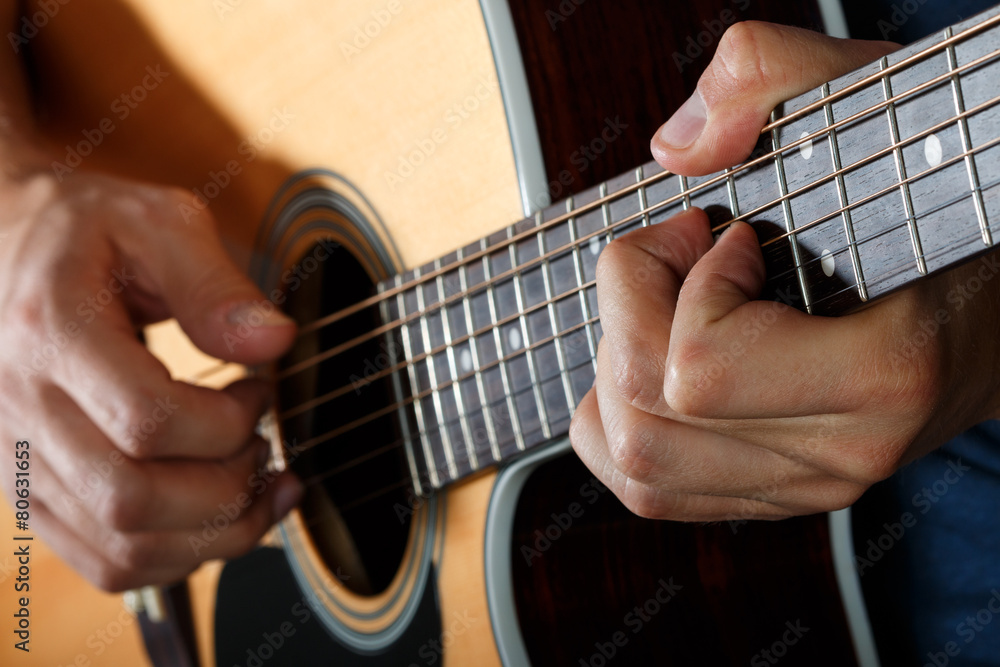 Acoustic guitar player performing song