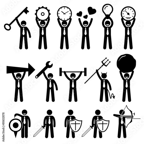 Business Man Businessman Using Various Objects Cliparts