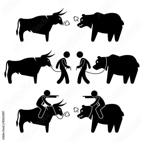 Businessman Business Man with Bull and Bear Cliparts