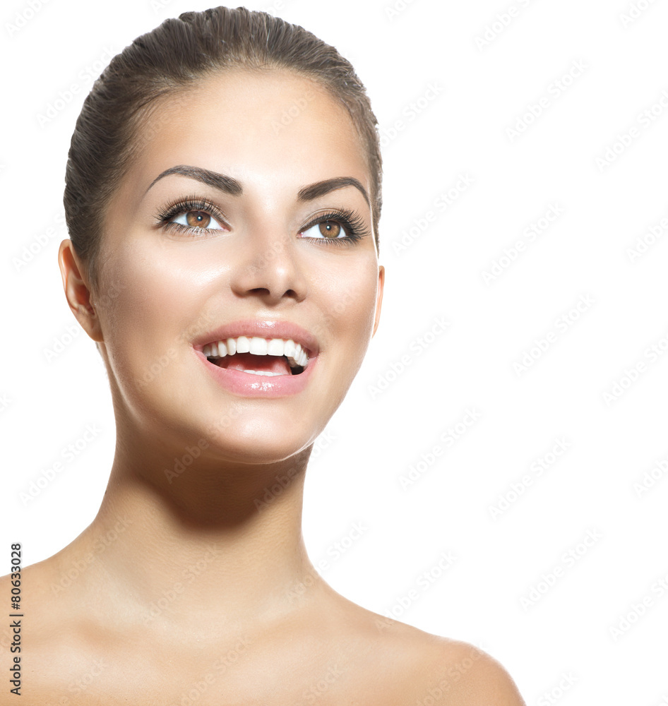 Beautiful smiling young girl portrait isolated on white Beautiful smiling young girl portrait isolated on white