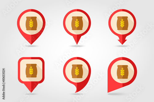 Free Download Sack of grain flat mapping pin icon with long shadow - GFXLoad