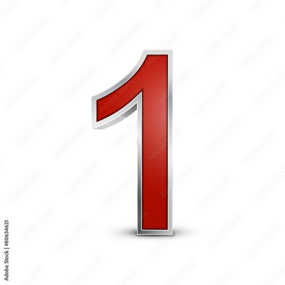 3d red metallic number 1 3d red metallic number 1