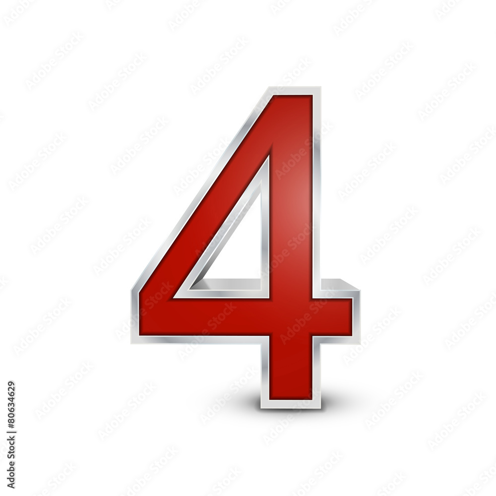 Obraz premium 3d red metallic number 4