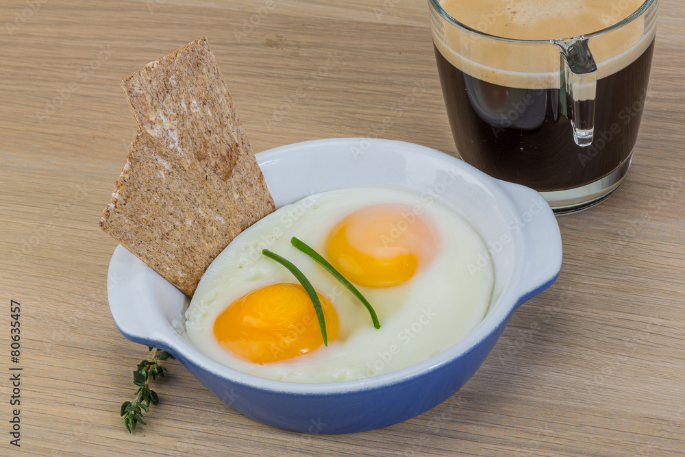 Breakfast with eggs and coffee Breakfast with eggs and coffee