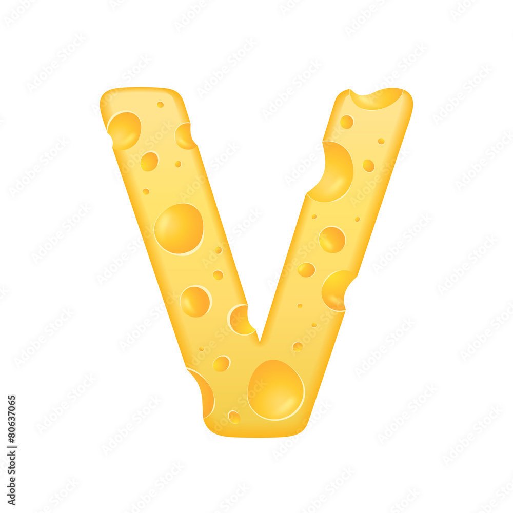 3d cheese letter V 3d cheese letter V