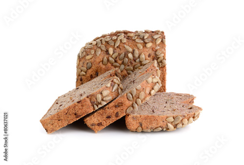 whole wheat bread isolated on white background