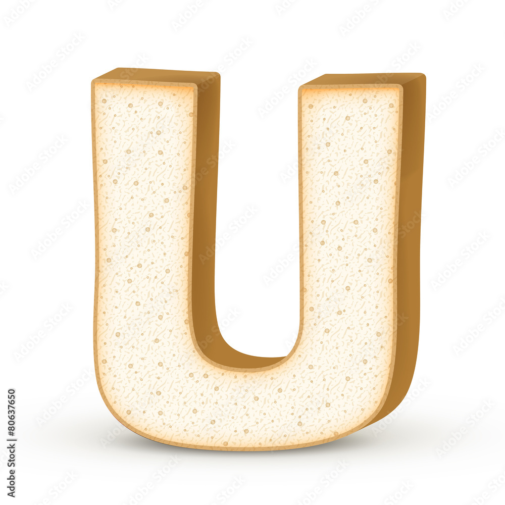 3d toast letter U 3d toast letter U