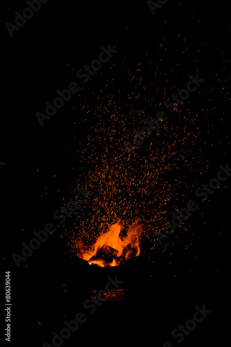sparks of bonfire.