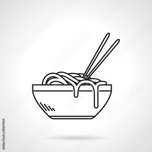 Noodles bowl black line vector icon