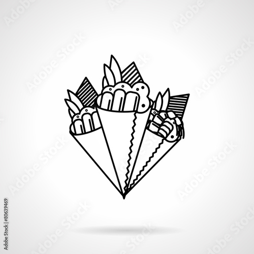 Temaki sushi black line vector icon