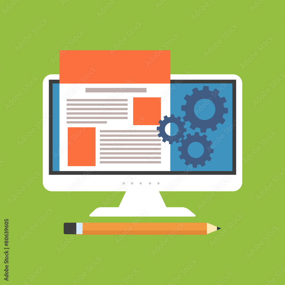 Website design, development concept. Flat design. Website design, development concept. Flat design.
