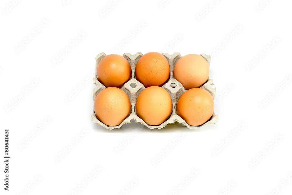 Eggs in the pac isolated on white background. Eggs in the pac isolated on white background.
