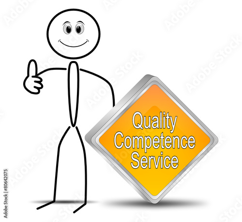 Strichmännchen mit Quality Competence Service Button