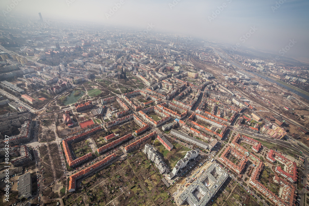 aerial view of Wroclaw city center