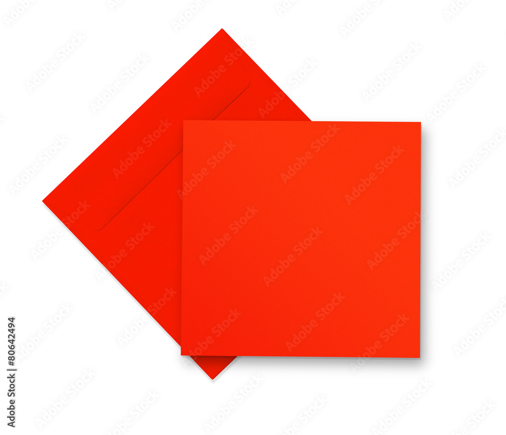 Red envelope and card on white Red envelope and card on white