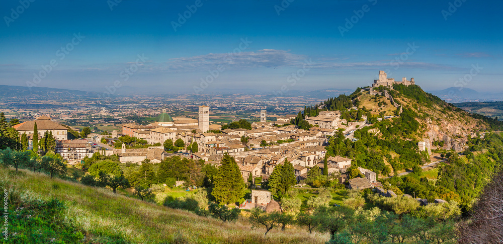 Historic town of Assisi in morning light, Umbria, Italy
