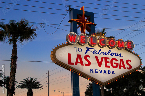 Welcome to Fabulous Las Vegas sign at night, Nevada
