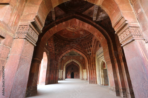 Interior of Qila-i-kuna Mosque, Purana Qila, New Delhi, India