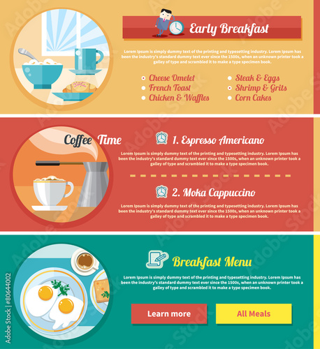 Breakfast time concept icons