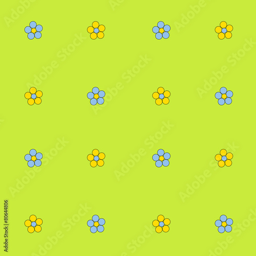 Seamless floral pattern on a green background.