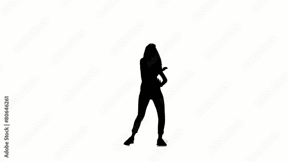 Slim, long-haired girl dancer dancing jazz-funk vogueing on Slim, long-haired girl dancer dancing jazz-funk vogueing on