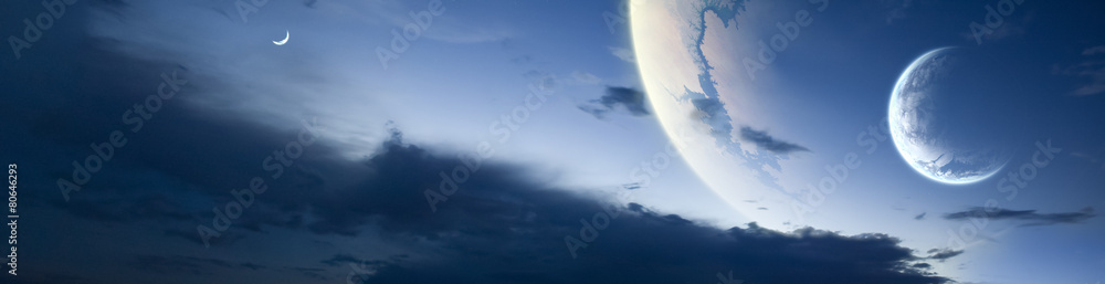 Obraz premium Nocne niebo z planetami