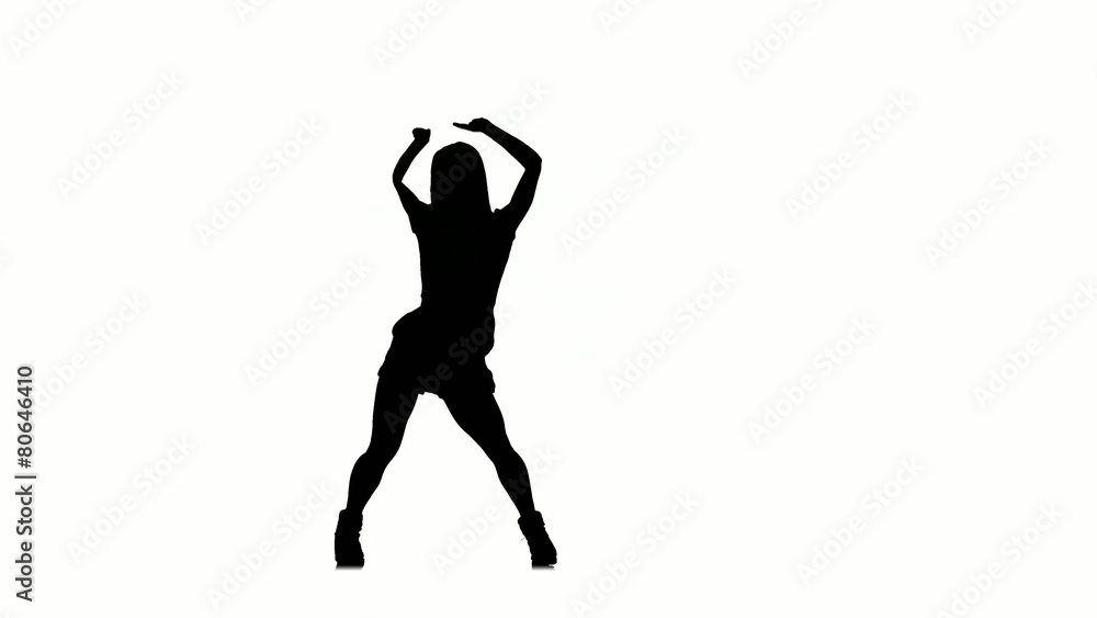 Sexy young woman dancing on white background, silhouette Sexy young woman dancing on white background, silhouette