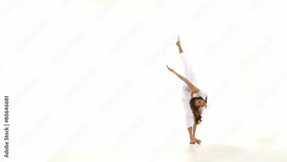 Beautiful girl in light dress dancing contemp jazz modern on Beautiful girl in light dress dancing contemp jazz modern on
