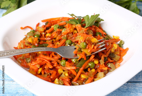 stewed vegetables carrots, peas, peppers, beans
