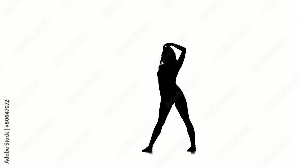 Slim dancer woman dancing on white background, slow motion Slim dancer woman dancing on white background, slow motion