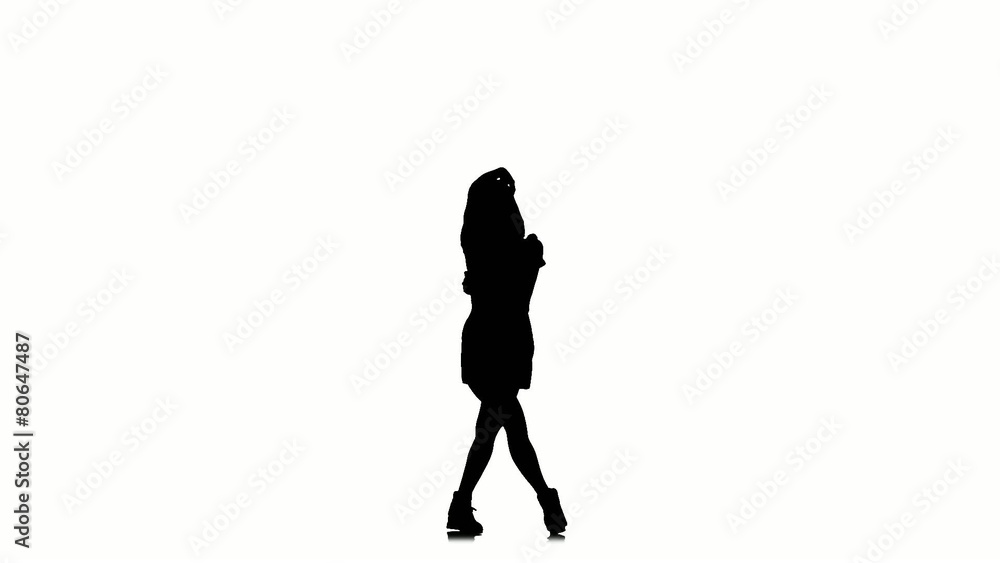 Graceful and elegant woman dancing on white background, slow Graceful and elegant woman dancing on white background, slow