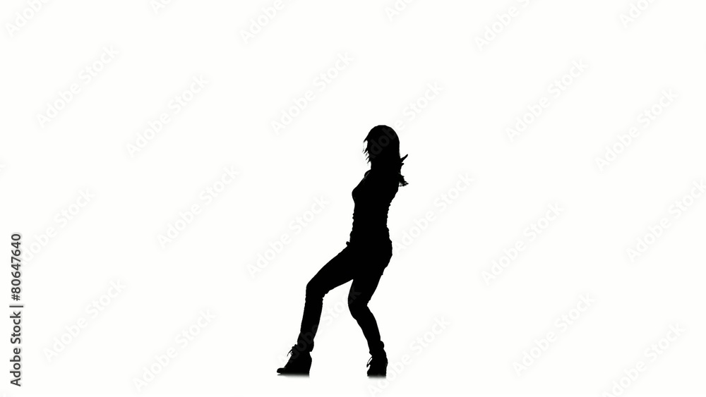 Elegant, close-cropped girl dancer dancing sexy-jazz on white Elegant, close-cropped girl dancer dancing sexy-jazz on white